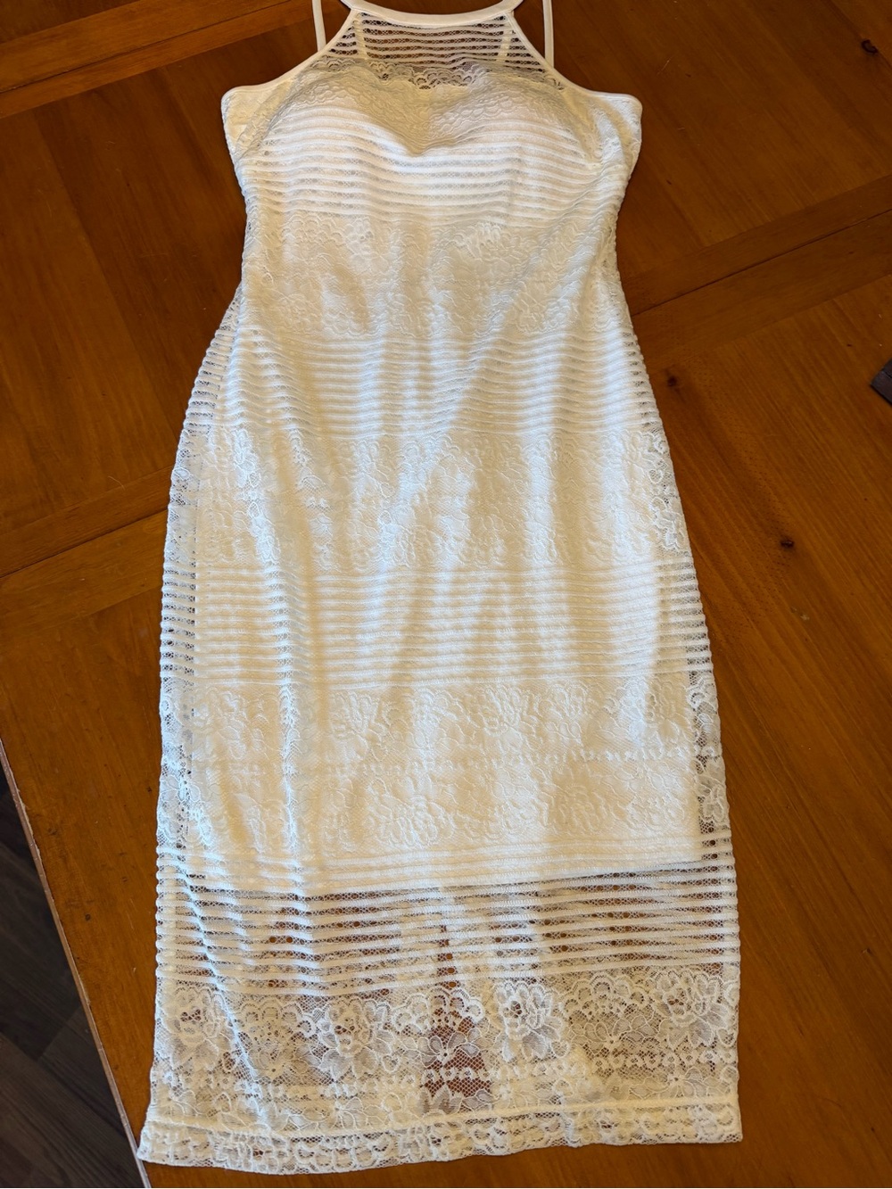 Guess White Lace Halter Midi Dress